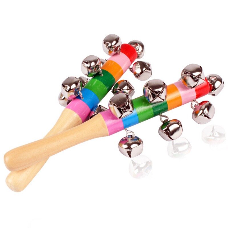 Children Wooden Colorful Ringing Bell Montessori Educational Toy Attention Training Comfort Cross Bells Developmental Toys TMZ