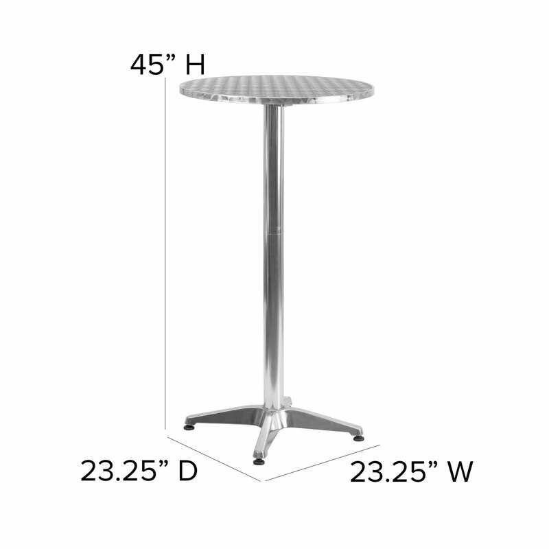 Meja tinggi Bar Pub dalam ruangan aluminium bulat 23.25 "dengan meja lipat