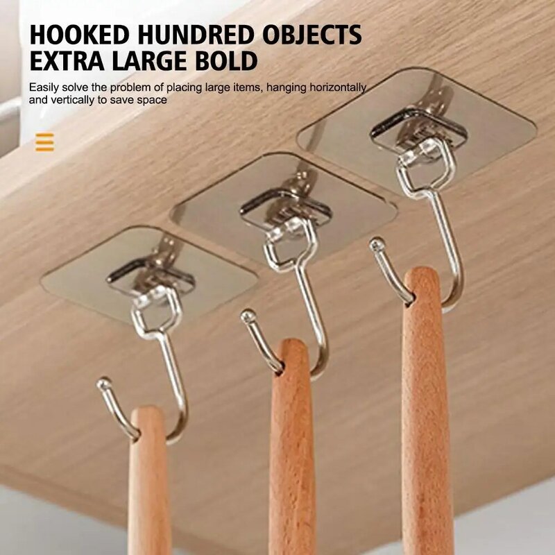 Non Punching Hook Strong Adhesive Household Scratch Free Hooks Paste Door Key Towel Kitchen Holder Clothes Bathroom E8W9
