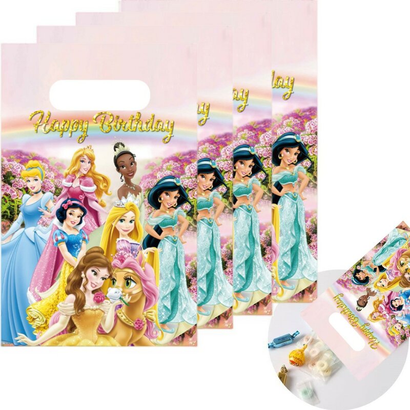 Sacs cadeaux de fête préChristophe princesse Disney, sac à bonbons Blanche-Neige, sacs à butin à poignée, décoration de fête d'anniversaire à thème princesse