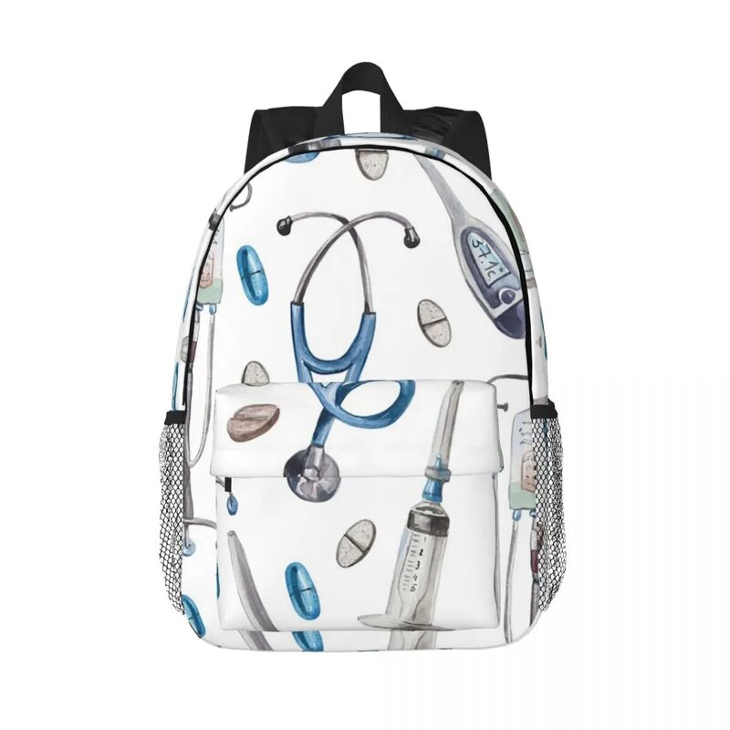 Mochilas con patrón médico de acuarela para niños y niñas, mochila escolar de moda para estudiantes, mochila para portátil, bolso de hombro