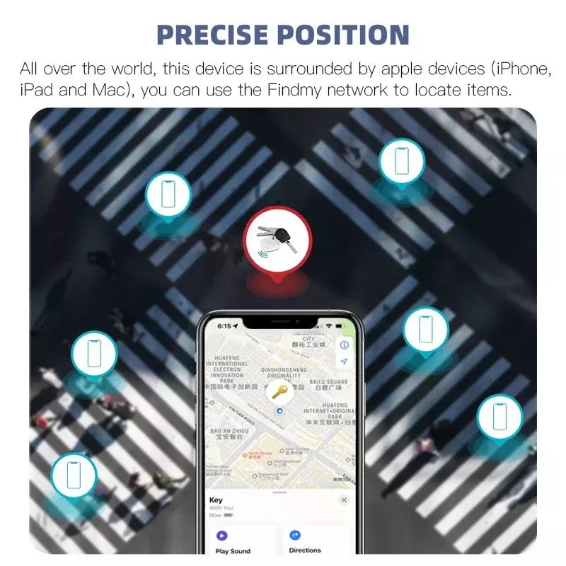 Bluetooth Mini GPS Tracker, Smart Tag, Alarme Anti-Perdido, Chave, Carteira, Mala, Bagagem, Pet Finder, Funciona com a Apple Encontrar, Localizador