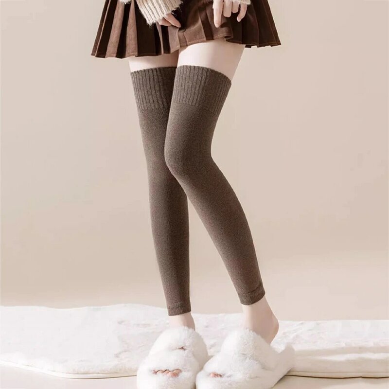 Women Winter Warm Knitted Thicked Ankle Warmer Foot Covers Long Boot Socks Leg Cover Y2k Lolita Stockings For Ladies Girls