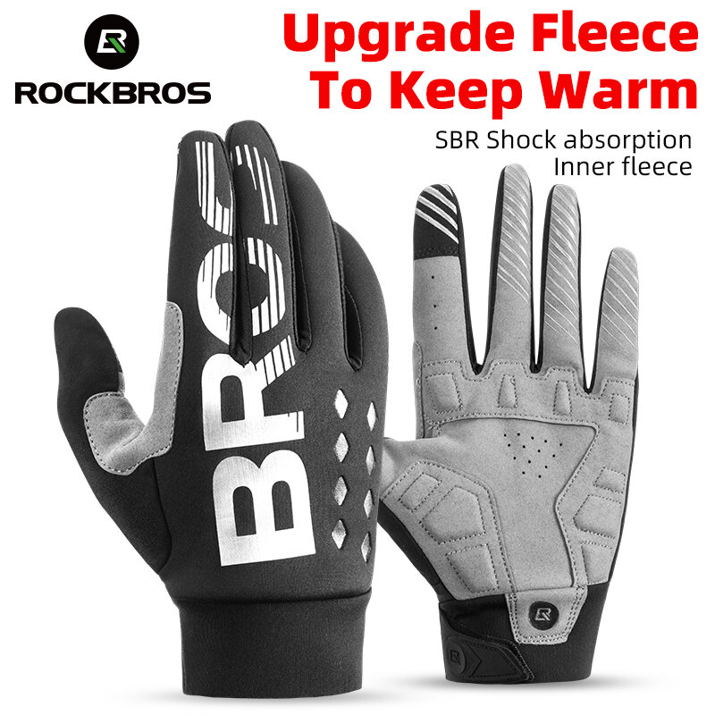 ROCKBROS Bicycle Gloves Unisex Touchscreen Windproof Full Finger Ski Outdoor Camping Hiking Motorcycle Gloves Cycling Equipment