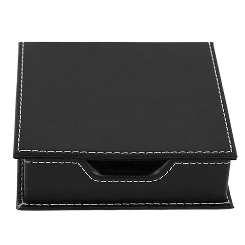 Leather Memo Box para Escritório e Escola, Acessórios de Mesa, Organizador, Titular do cartão, Sticky Note Storage Box