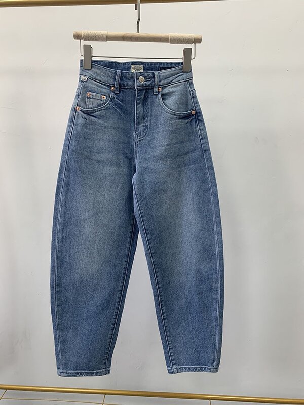 Женские свободные джинсы с высокой талией, новинка 2022, женские модные Универсальные джинсовые шаровары