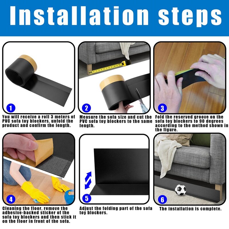 1 PCS Under Bed Blocker Black For Under Couch Prevent Toys Into The Sofa For Pets Sofa Baffle