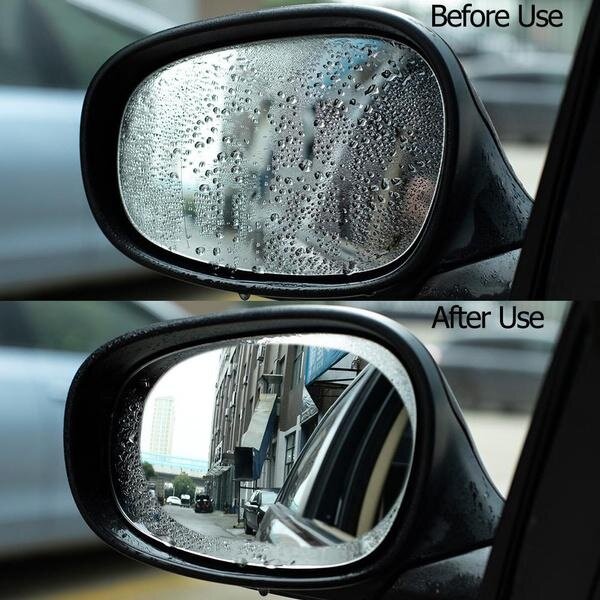 سيارة غير نافذ للمطر مرآة الرؤية الخلفية فيلم ، مقاوم للماء ، ومكافحة الضباب ، وشفافة ، نافذة ملصق ، 2 قطعة لكل مجموعة