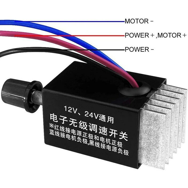 3Pc Motor Speed Regulator DC 12V/24V 10 A Motor Speed Controller Switch For Car Truck Fan Heater Control