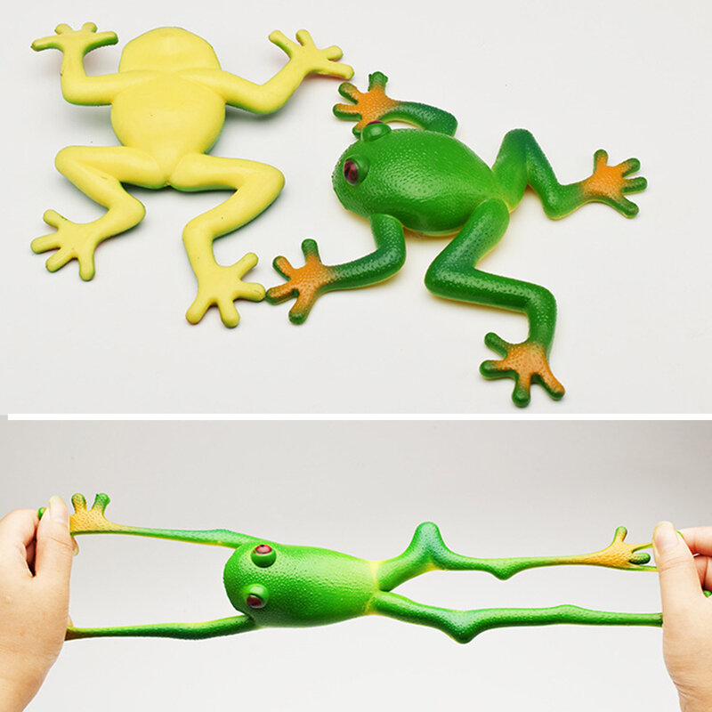 Mainan katak empuk tiruan kreatif Model kodok karet dapat diregangkan lembut koleksi hobi ventilasi untuk anak-anak dewasa lelucon