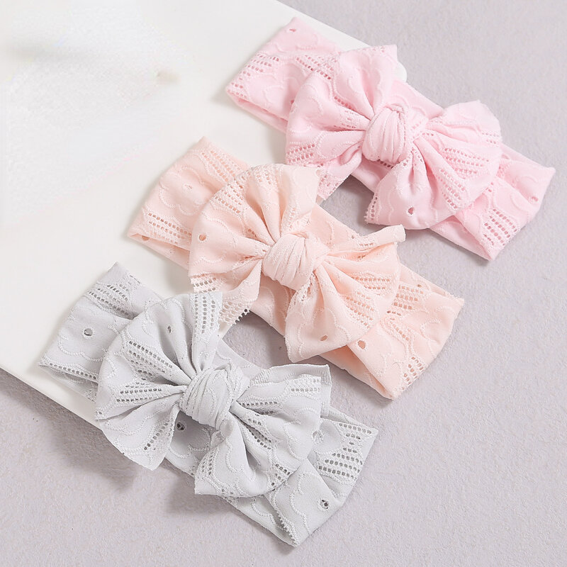 Soft Big Bowknot Baby Headband Fashion Elastic Hair Band Baby Girls Breathable Lace Turban Wide Bow Headwrap Baby Accessories