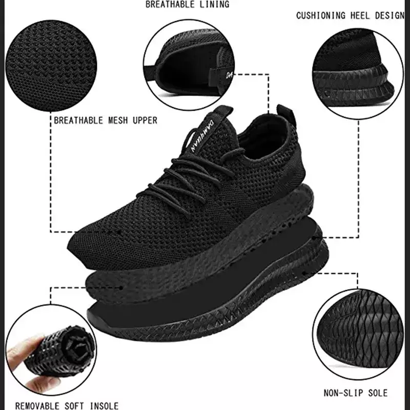 Sapatos leves de caminhada para homens e mulheres, sapatilhas respiráveis, sapatos casuais de casal, flats, tamanho grande 36-46, 2024