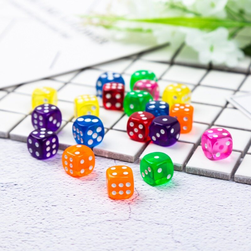 10 sztuk wysokiej jakości kości 14MM 6-stronne akrylowe okrągłe narożne gry planszowe kostki do gry gry hazardowe Dices Digital