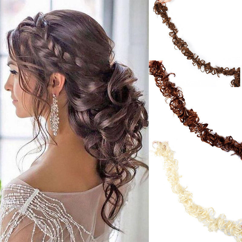 Caterpillar Hair Ring Curly Chignon Messy Bun Synthetic Hair Extension With Elastic Band Fake Hairpieces For Women