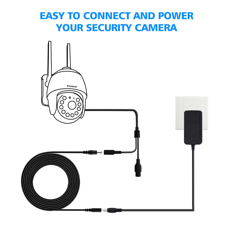 LS VISION-extensor de Cable de alimentación para cámara de seguridad CCTV, Cable de extensión de 12 voltios, 5M, 16,5 pies, CC, 5,5x2,1mm