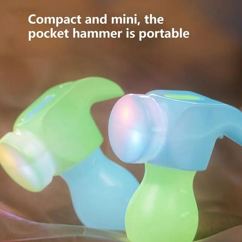 Montessori Hammer Toy Kids Colorful Glow Hammer Toys Cartoon Small Hammers Relaxing Supplies for Kids Teens Adults Girls