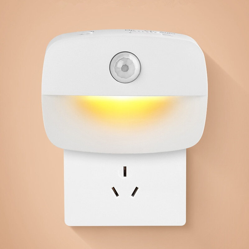 100Pcs Led Motion Sensor Night Light Wireless EU Plug In Lamp White Mini Nightlight Bedroom Bathroom Kitchen Cabinet Lighting