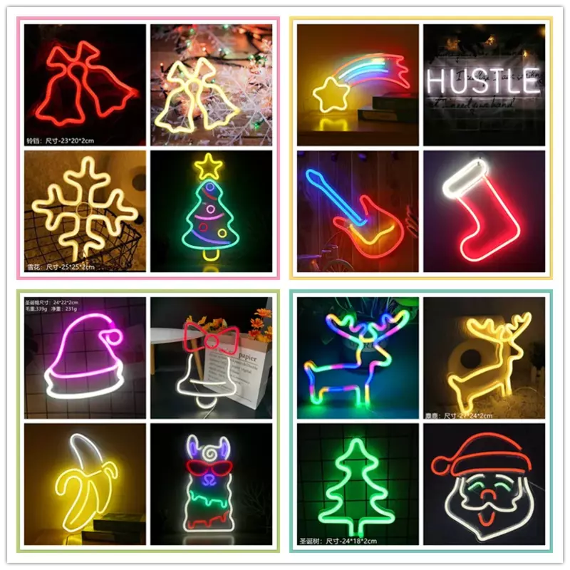 Letrero de neón LED decorativo para árbol de Navidad, arte de decoración de pared, decoración del hogar, dormitorio, Navidad, Día de San Valentín, fiesta