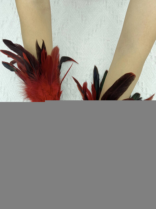 Mancommuniste en plumes naturelles pour cosplay, poignets en dentelle, gants en fourrure, accessoires de carnaval, costume de spectacle sur scène, fête