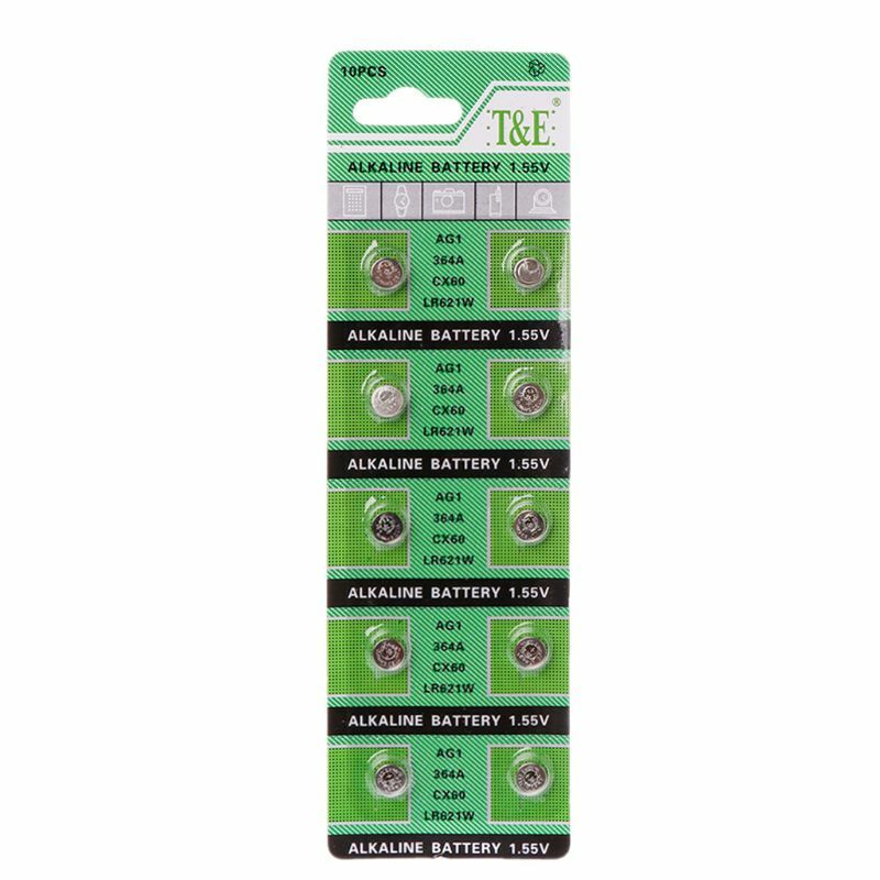 16FB Paquete 10 pilas botón multiusos 1,55 para dispositivo electrónico LR621 moneda botón alcalina para
