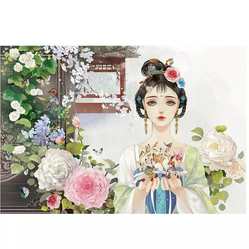 كتاب جمع اللوحة الكلاسيكية الصينية ، Changle المزدهر ، فن التوضيح ، كتاب تعليمي ، فتاة جميلة