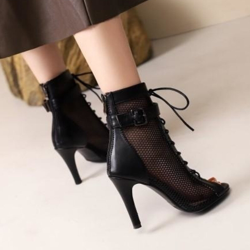 Botas de tacón alto de aguja para mujer, zapatos de baile latino, salón de baile, negro, fino, Sexy