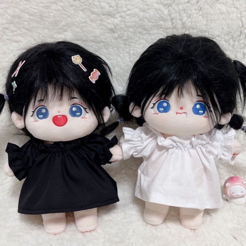 Ensemble de vêtements de poupée en coton, chemise blanche, chemise noire, robe, 20cm, 20cm