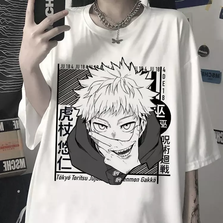 일본 애니메이션 프린트 셔츠, 주술회전 여름 티셔츠, 고조 사토루 상의, 이타도리 유지 그래픽 티, 남녀공용 반팔