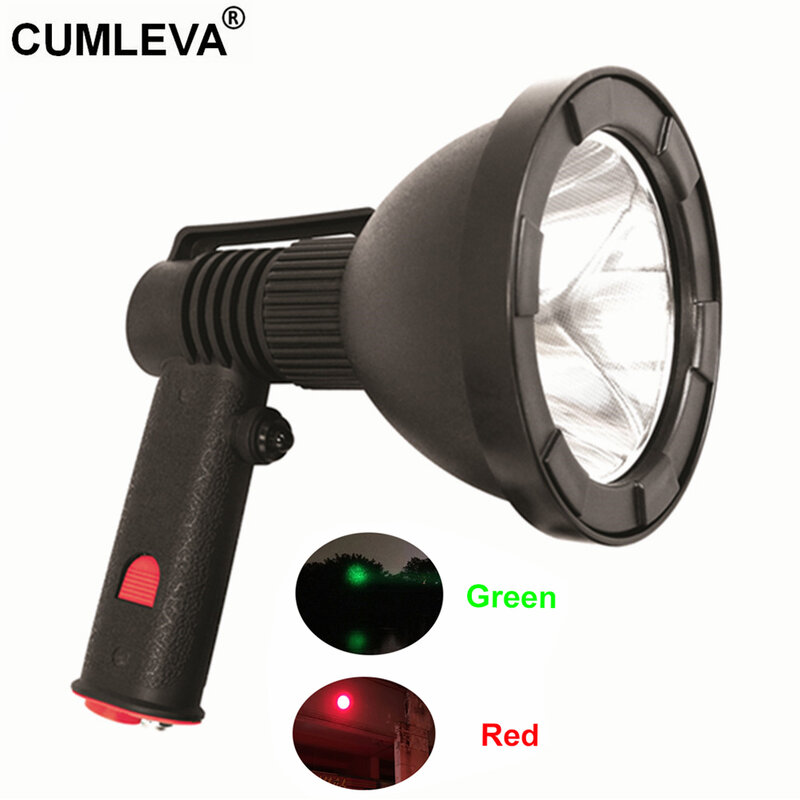 Professional สีแดงหรือสีเขียว10W ไฟ LED ล่าสัตว์ LED โคมไฟแบบชาร์จไฟ LED ล่าสัตว์ LED หลอดไฟ LED ตกปลาแผ่นเรืองแสง125มม.Camping Spot Beam
