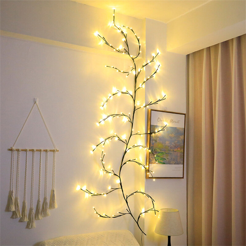 Guirnalda de luces navideñas Flexible, 144 LED, 7,5 pies, luz de rama de vid de sauce DIY para pared de habitación, decoración de fiesta de boda