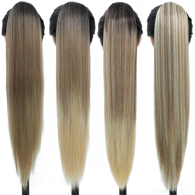Synthetische Rechte Paardenstaart Hair Extensions Voor Vrouwen Natuurlijke Haarclip In Paardenstaarten 28 Inch Trekkoord Paardenstaart Vals