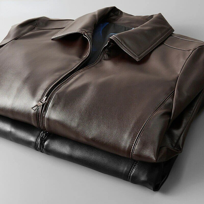 Men Fashion Faux Leather Jacket Zippers 2022 Men's Spring Autumn Casual Slim PU Jacket Male Moto Biker Coats Outerwear W127