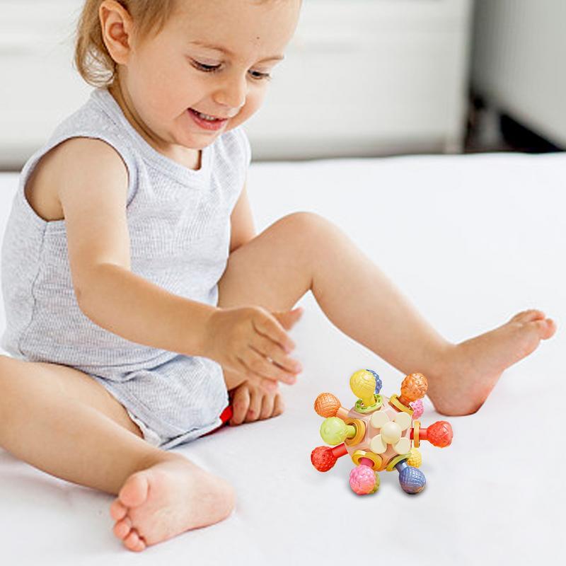 Bola de sonajero Montessori para bebé, juguete educativo para recién nacido, mordedor suave, diseño antigolondrina, juguetes sensoriales, regalos para bebés