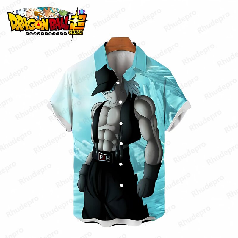 2024 męskie ubrania Super Saiya Dragon Ball Z koszula nadmorska wycieczka wysokiej jakości plażowa styl Goku Y2k Vegeta Oversized Anime lato