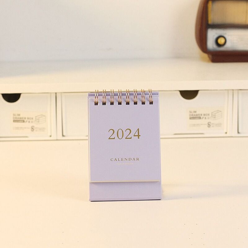 Minimalism Mini Desk Calendar Creative Planning Paper Standing Flip Calendar Mini 2024 Calendar School Office
