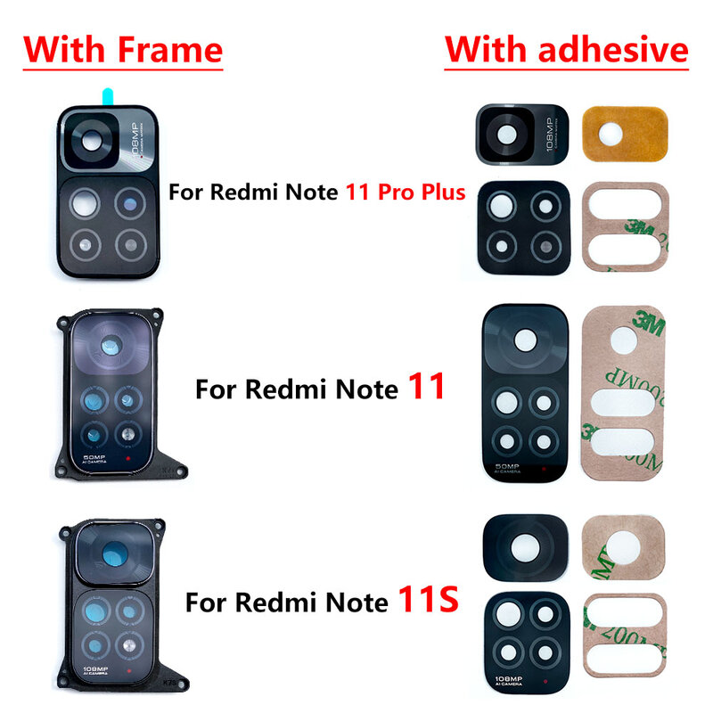 Новая задняя крышка для объектива камеры со сменным держателем рамы для Xiaomi Redmi Note 11S 11 4G 11T 11E Φ 11 13 Pro Plus