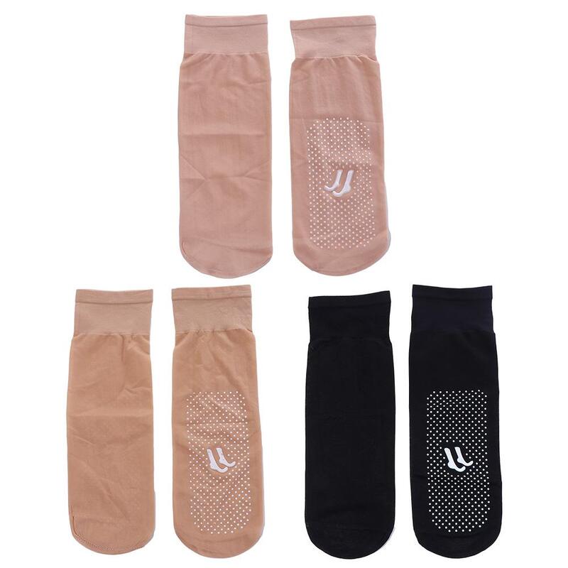 Calcetines elásticos transpirables para mujer, medias finas de seda antideslizantes con suela de goma y puntos, transparentes, estilo coreano