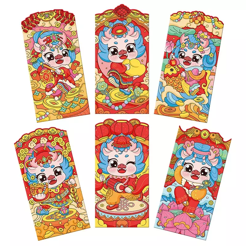 2024 Year Dragon Red Packet Thickening New Year cartoon creative three-dimensional special-shaped lucky money bag is sealed