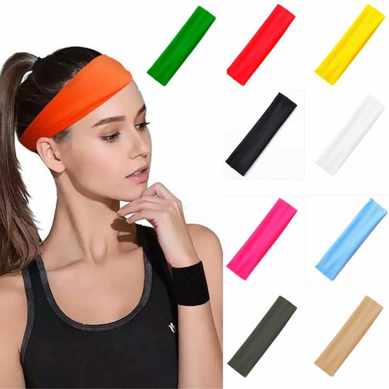 Diademas deportivas para mujer, cintas elásticas de Color sólido para correr, Yoga, absorbe el sudor, moda