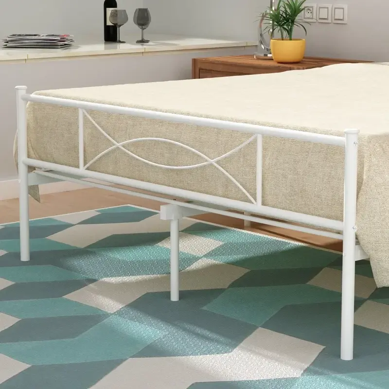 Marco de cama tamaño Queen, base de plataforma de colchón de dormitorio con cabecero, marcos de cama