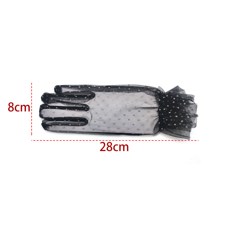 1pc Sexy Transparentes Dot Print Black White Mesh Tulle glowespring Summer Thin Short Glove Club Prom Party Dancing Dress Glove