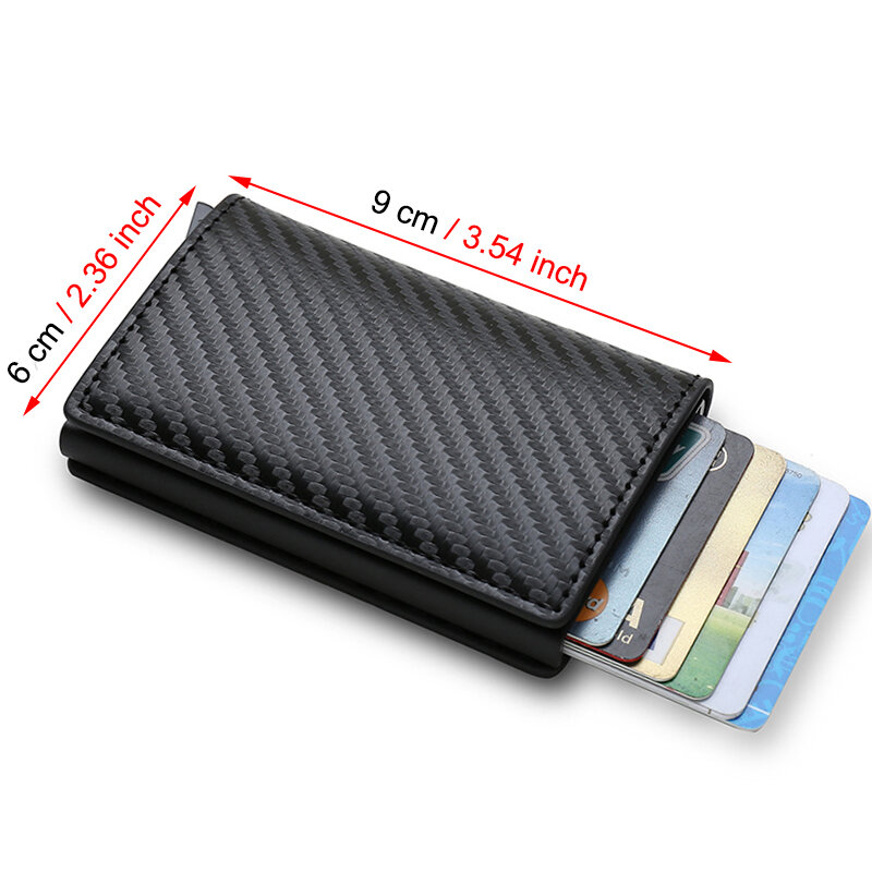 Carbon Fiber Credit Card Holder Wallets Men Brand Rfid Black Magic Trifold Leather Slim Mini Wallet Small Money Bag Male Purses