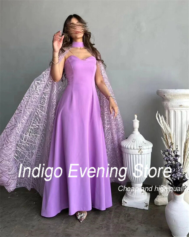 Indaco Prom Dresses senza spalline Sweetheart A Line scialle Formal Party Eleagnt Dress For Women 2024 vestidos de fiesta muslimaunskinity 0. 49