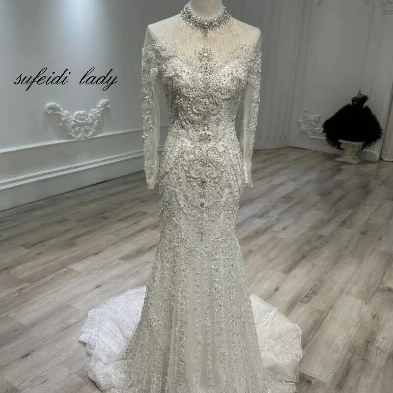 2023 Luxury handmade beaded bridal fishtail wedding dress