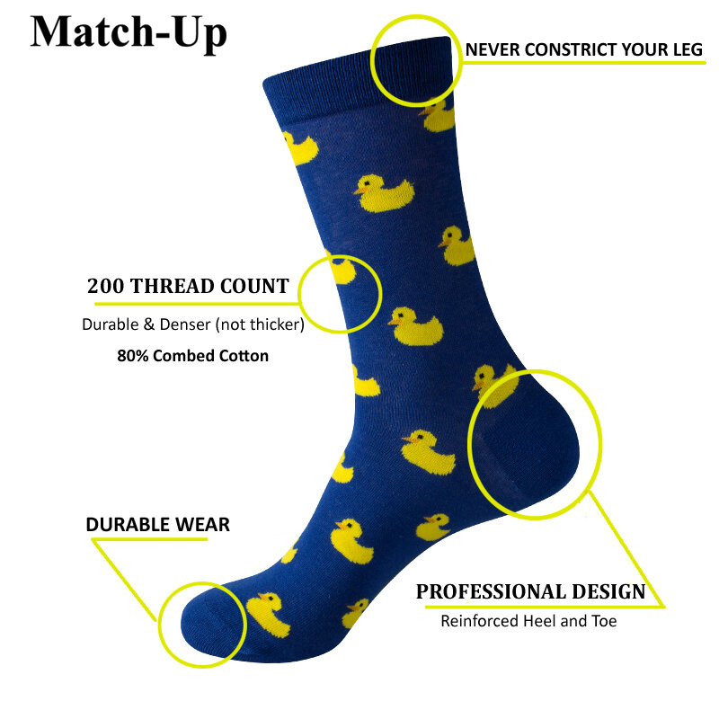 Match-Up Men's duck cartoon Combed Cotton Socks Crew Socks (451), US 7.5-12