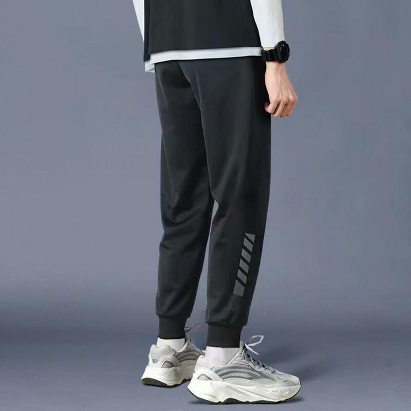 Men Sweatpants Mid-rise Elastic Waistband Drawstring Pockets Sport Pants Summer Outdoor Casual Jogging Pants For Men Streetwear