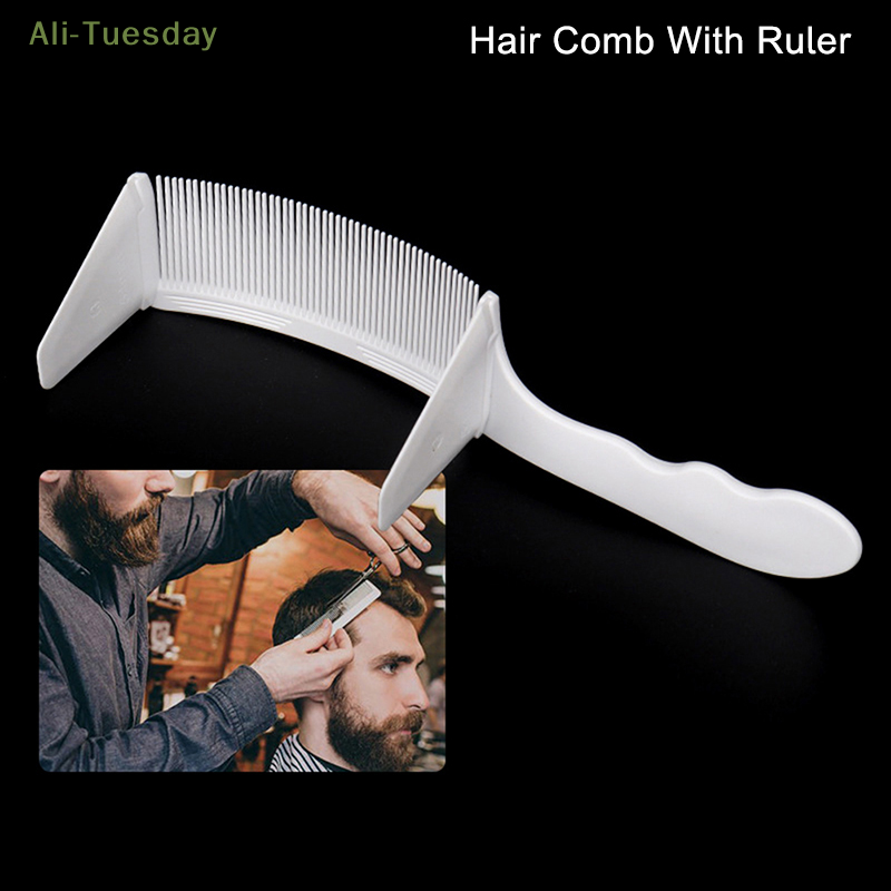 Maquinilla de afeitar curvada para cortar el pelo, peine de barbero, parte superior plana con Regla, peine de corte de salón antiestático, cepillo de peluquería