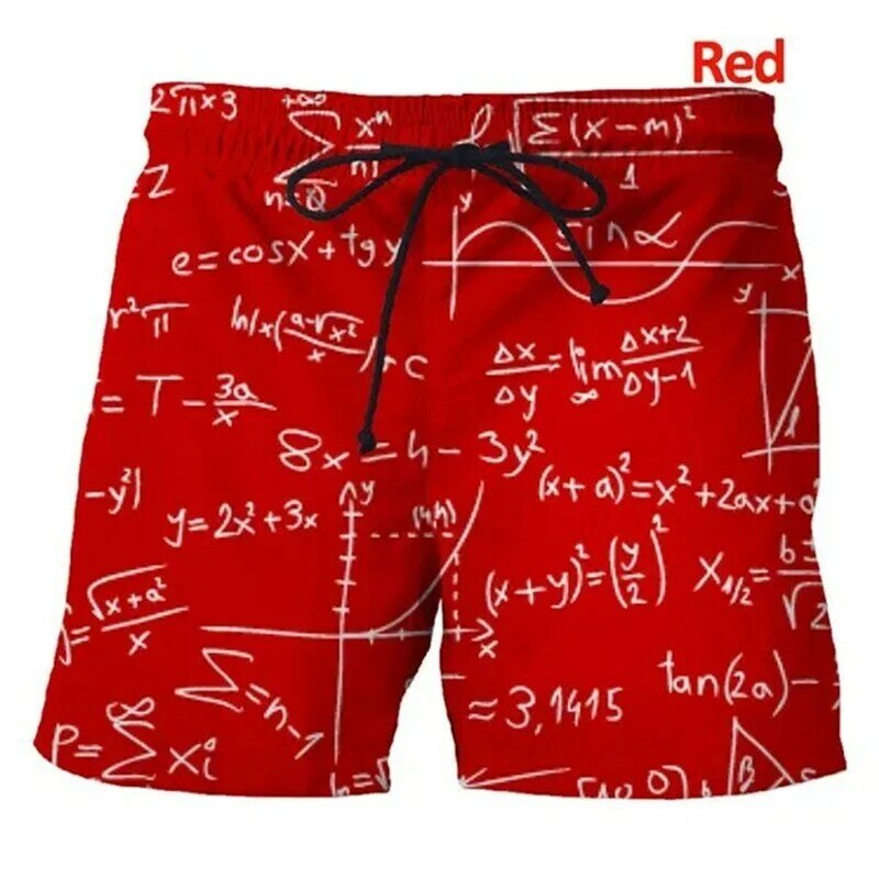 New Men Large Plus Size Casual Fashion Beach Shorts Pants 3d Printing Mathematical Mathematics Formula Shorts Summer Quick-dry