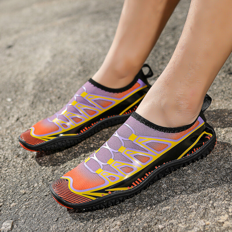 Летние эластичные быстросохнущие акватуфли, Пляжная женская обувь унисекс для плавания, водные туфли, уличная пляжная обувь