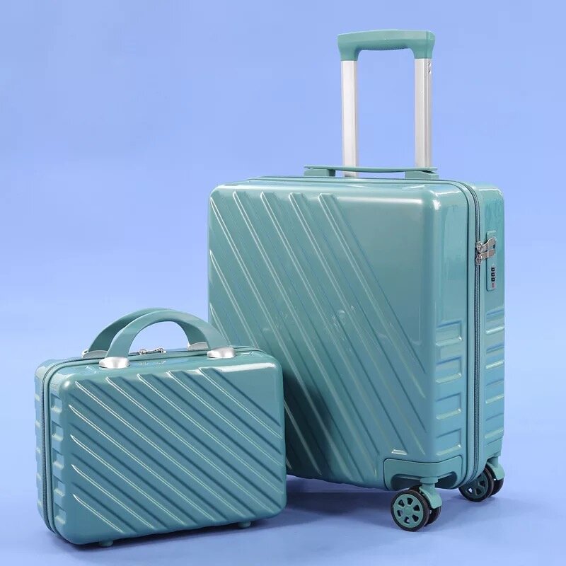 2 sztuk/zestaw walizka podróżna 18''20inch rolling bagaż carry ons kabina pokrowiec na wózek torba kobiety bagaż zestaw z kosmetyczka moda